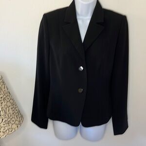 Grace Dane Lewis Black Textured Two Button Career Blazer Women's Size 6 EUC